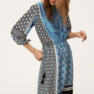 LOFT XS Ocean Mosaic Tassel Dress